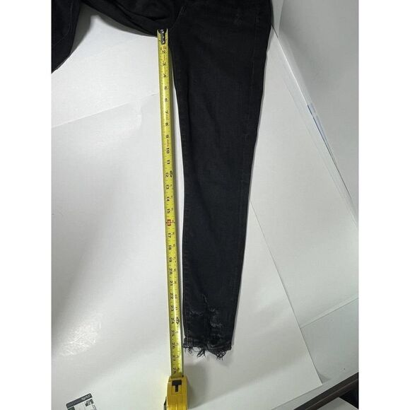 AGOLDE High Rise Black Jeans Crop Distressed Raw Hem Sophie Sz 25 Skinny Grunge - Picture 9 of 13